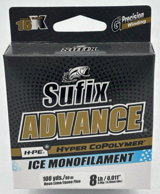 Sufix  Advance Ice Monofilament Neon Lime 8 lb \/ 100 yds  606-008L