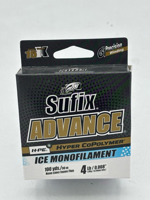 Sufix  Advance Ice Monofilament Neon Lime 4 lb \/ 100 yds  606-004L
