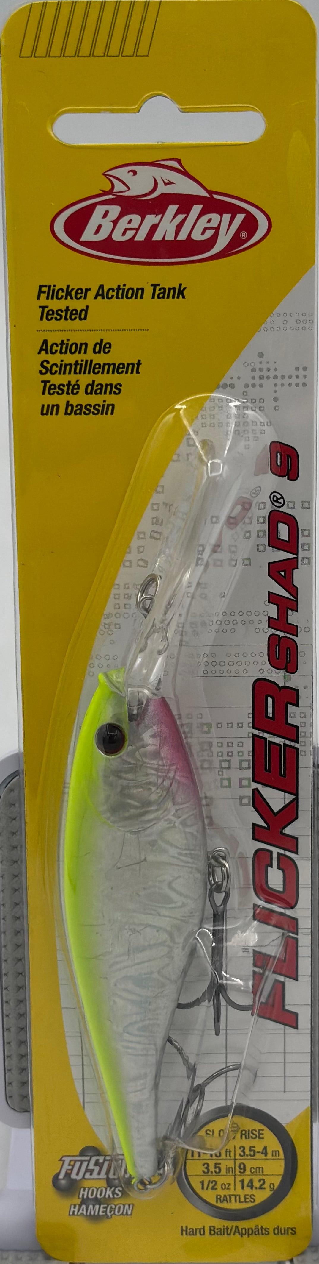 Berkley  Flicker Shad 9 Slick Chartreuse Pearl 1\/2 oz  120-8175