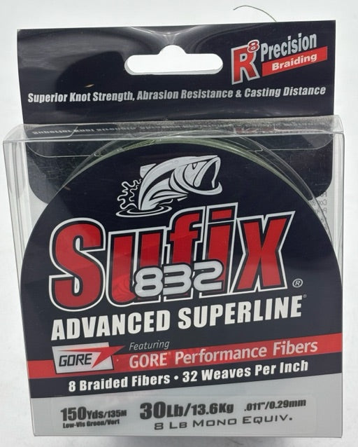 Sufix  832 Braid 30 lb Lo-Vis Green 150 Yds  660-030G