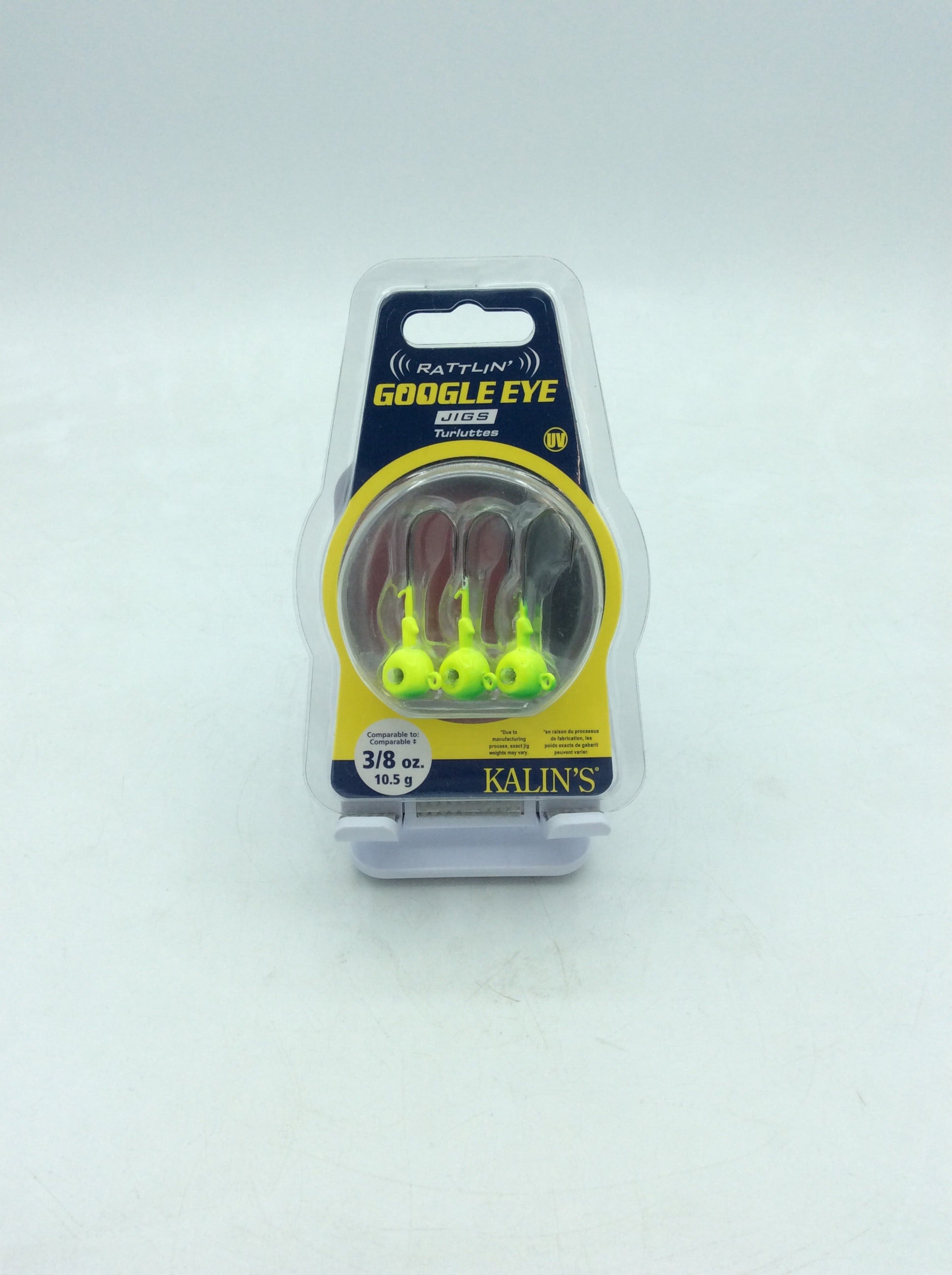Kalin\u2019s Tackle  Google Eye Jig 3\/8oz Chartreuse\/Green, 3-Pack 096-702
