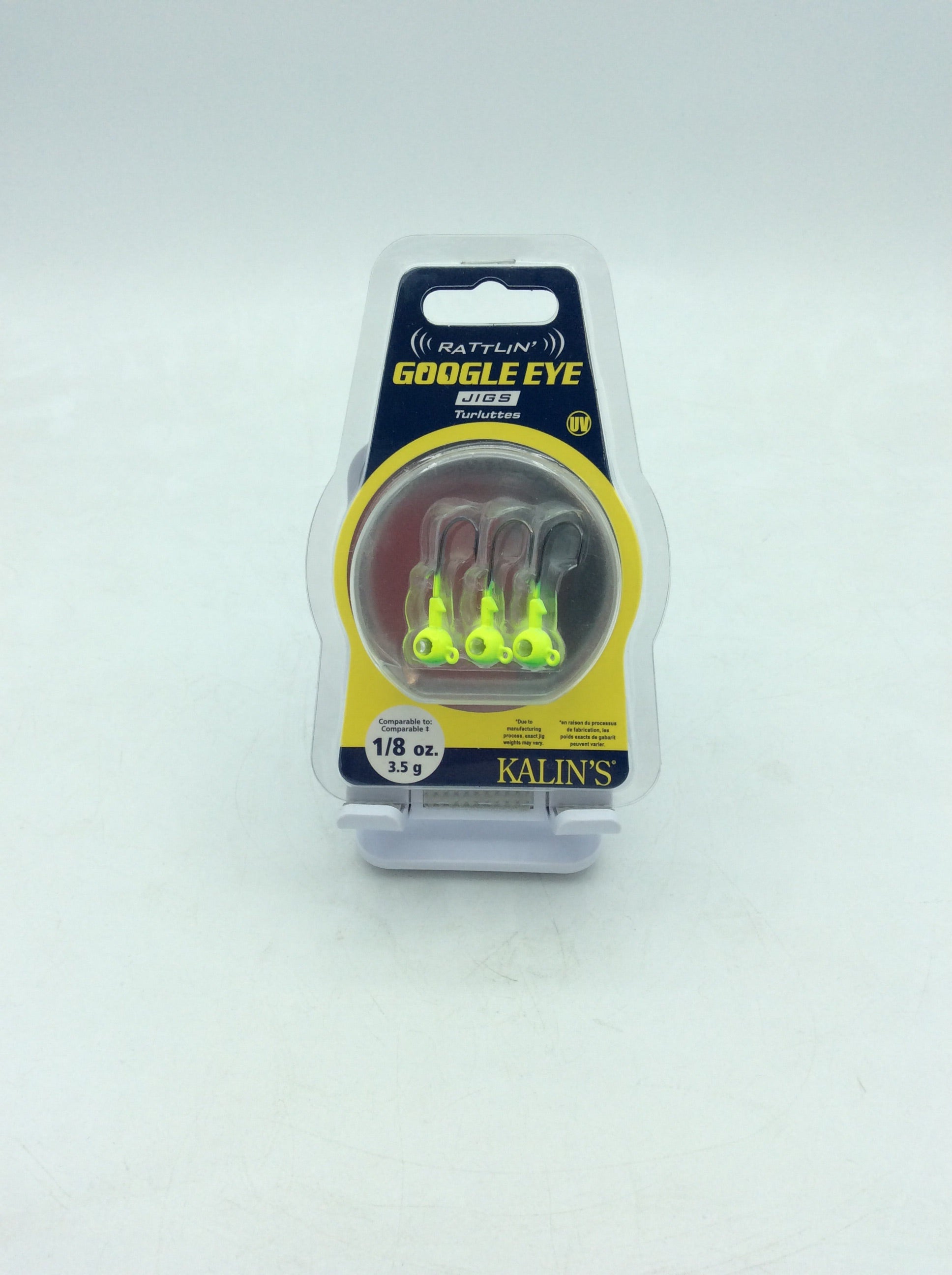 Kalin\u2019s Tackle  Google Eye Jig 1\/8oz Chartreuse\/Green, 3-pack 096-051