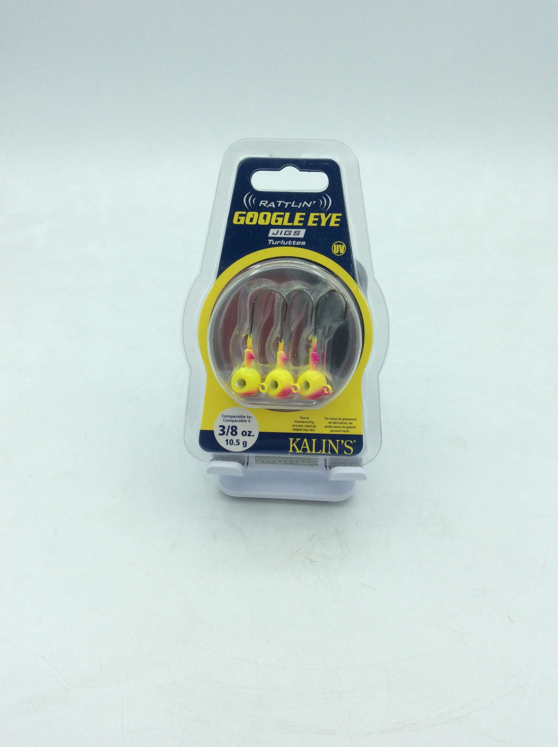 Kalin\u2019s Tackle  Google Eye Jig 3\/8oz Purple\/Chartreuse, 3-pack 096-708