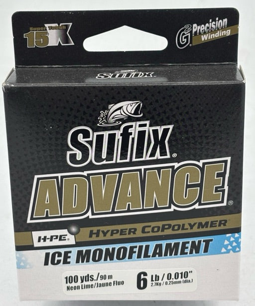 Sufix  Advance Ice Monofilament Neon Lime 6 lb \/ 100 yds  606-006L