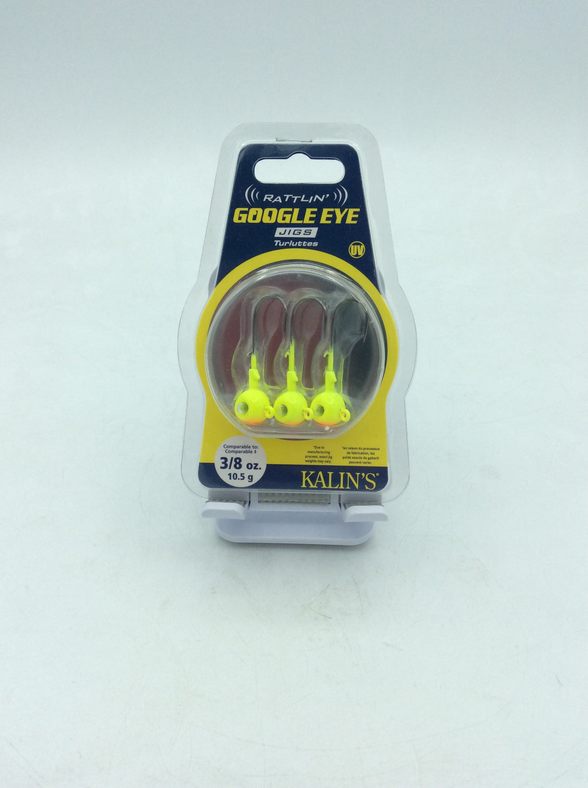 Kalin\u2019s Tackle  Google Eye Jig 3\/8oz Chartreuse\/Orange, 3-pack 096-703