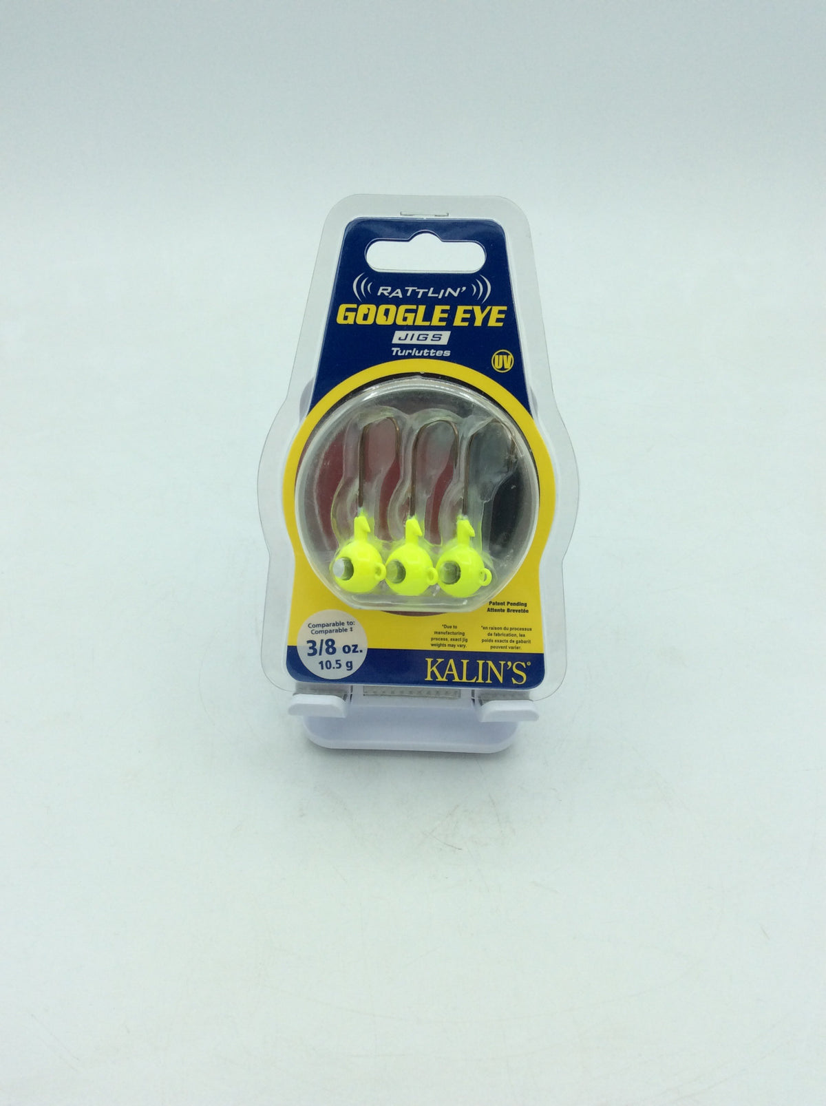 Kalin\u2019s Tackle  Google Eye Jig 3\/8oz Chartreuse, 3-pack 096-701