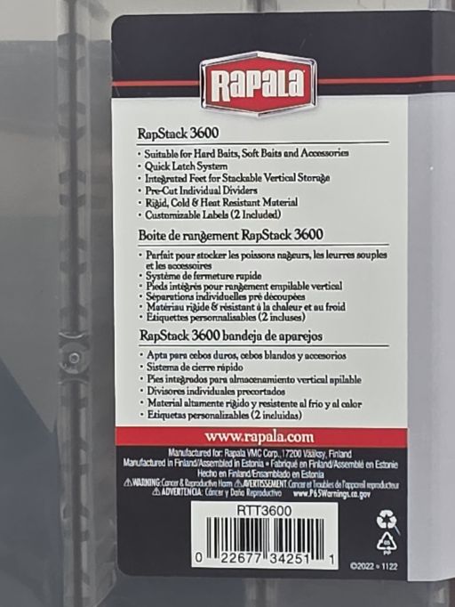 RAPALA  RapStack 3600 Tackle Tray  RTT3600